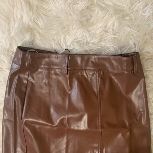 Kate Kasin Brown vegan Leather Mini Skirt Medium - Picture 9 of 13